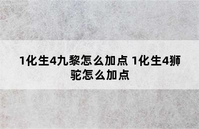 1化生4九黎怎么加点 1化生4狮驼怎么加点